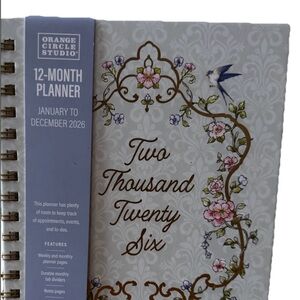2026 Monthly Planner 12 Months Planner Orange Circle Studio Floral Design 8x7”